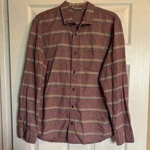 Vans men’s red striped long sleeve button down shirt size large